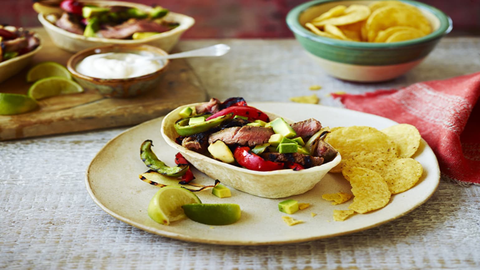 Tacos de fajita de bife grelhado